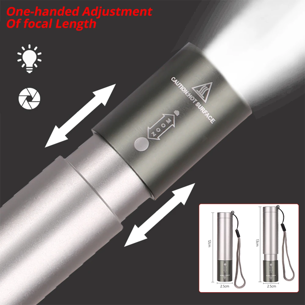 8000LM USB LED Flashlight Rechargeable LED Torch Light Lanterna T6 High Power Battery Lantern Tactical Flashlight As Power Bank