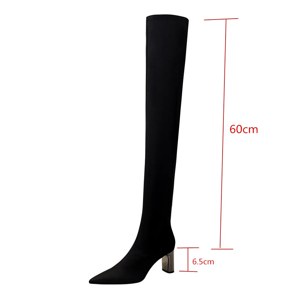 Простые пикантные Клубные сапоги на высоком толстом каблуке с металлическими