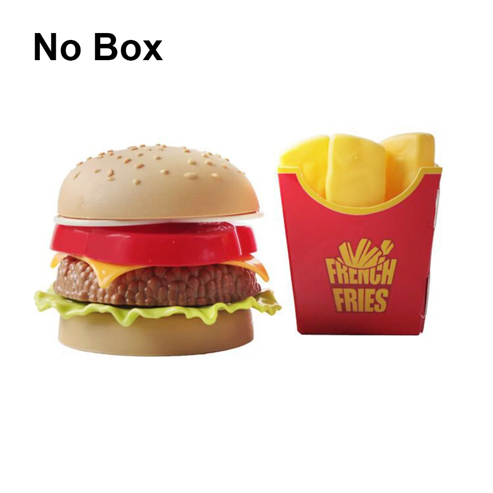 Burger Chips No box Детский набор кухонных игрушек для девочек, ролевые игры, имитация миниатюрной еды, искусственный гамбургер, пицца, гамбургер, чипсы, обучающие игрушки для детей - Цвет: Burger Chips No box