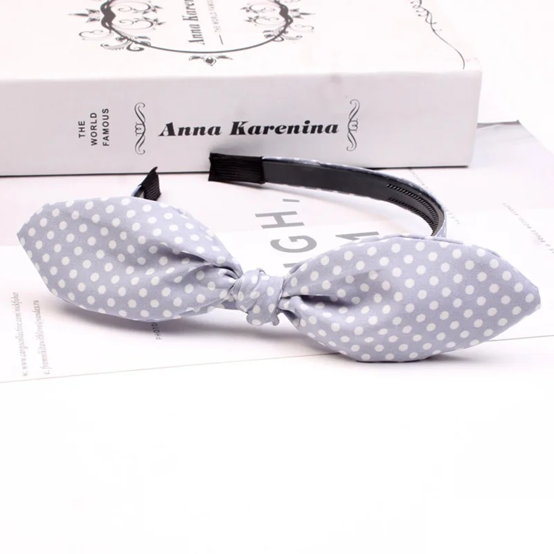 style 3 light blue Женский ободок с кроличьими ушками, однотонные полосатые хлопковые эластичные резинки для волос, бант, повязка на волосы "тюрбан", модные женские аксессуары для волос для девочек - Цвет: style 3 light blue