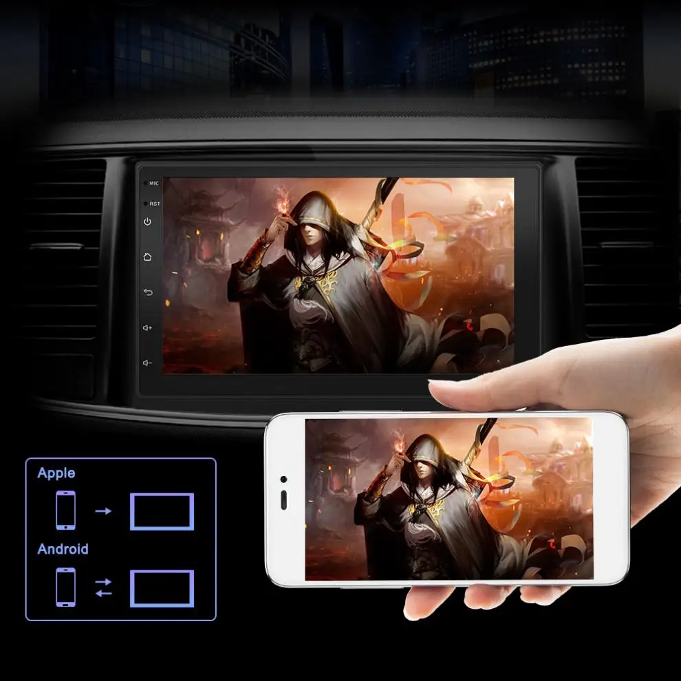 7 дюймовый четырехъядерный процессор Android 1 2Din Bluetooth автомобильный FM Радио стерео