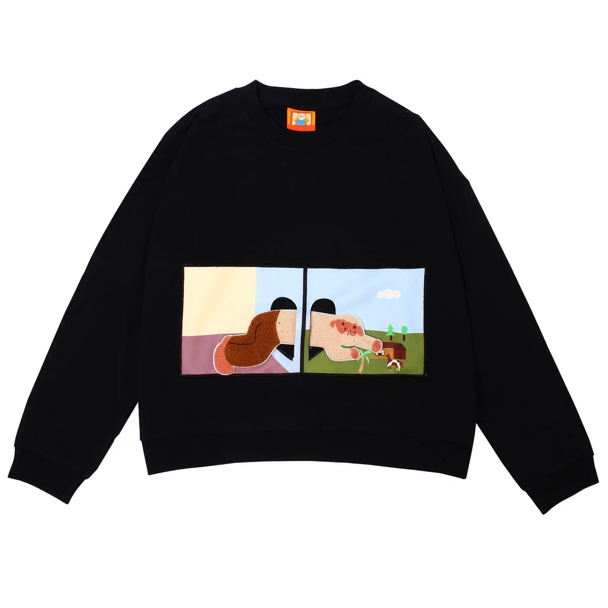 Харадзюку осень весна дизайн женские черные пуловеры толстовка с вырезом