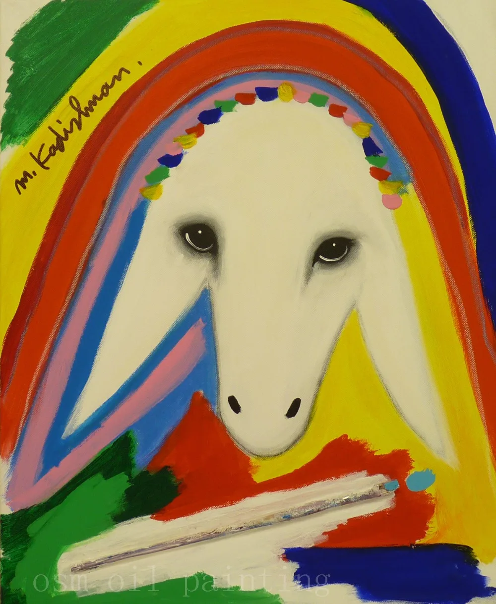 Ручная роспись Современная голова животного Репродукция холст картина ручной