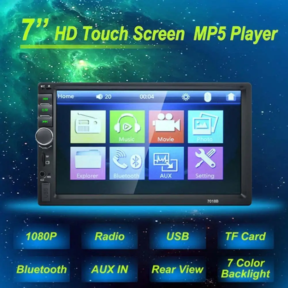 2019 Новый 2 din Автомобильный Радио 7 &quotHD экран плеер MP5 SD/FM/MP4/USB/AUX/Bluetooth