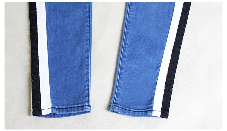 Женские узкие джинсы с высокой талией LOGAMI Лоскутные Джинсовые брюки карандаш