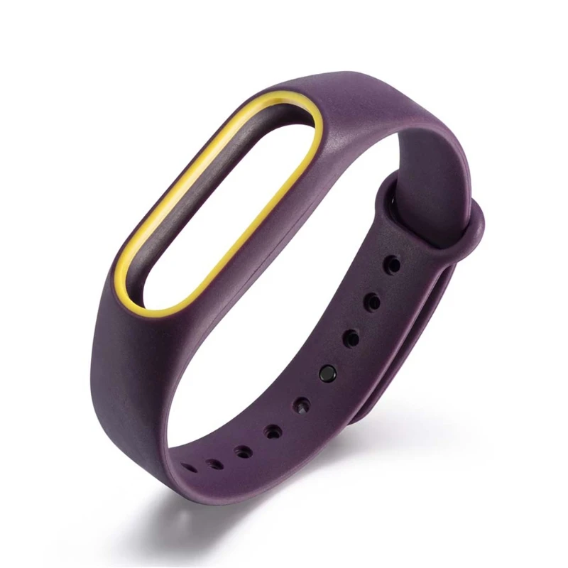 Purple yellow OOTDTY силиконовый ремешок Браслет замена подходит для Xiaomi Mi Band 2 - Цвет: Purple yellow
