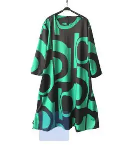 Женское платье в африканском стиле с круглым вырезом и цифровым принтом базовое