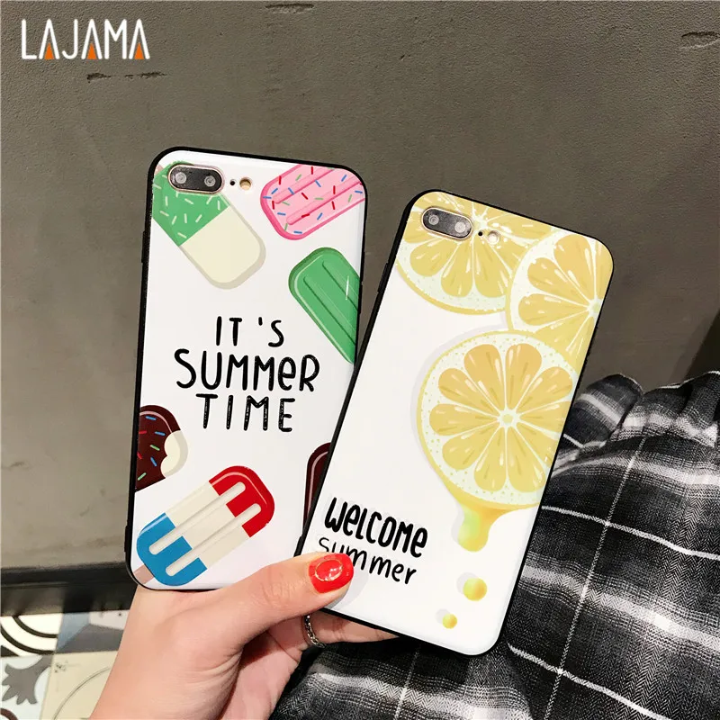 Для iPhone 6 7 Plus случаи Anti-сбить фрукты узор защитный чехол ТПУ Мягкая задняя крышка