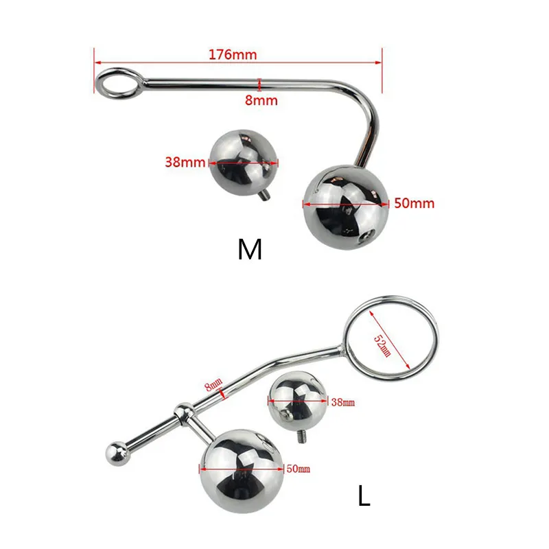 Qise Stainless Steel Anal Hook Butt Plug Cock Ring With 2 Replaceable Ball Male Masturbation Stimulator |