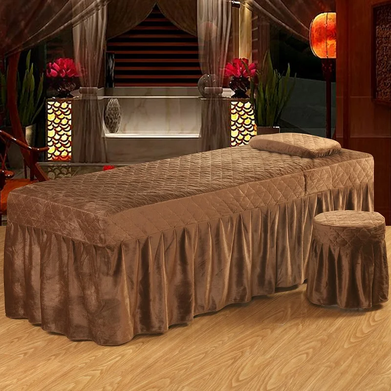 Цельная Мягкая юбка для кровати салона красоты Кристальный бархат однотонное