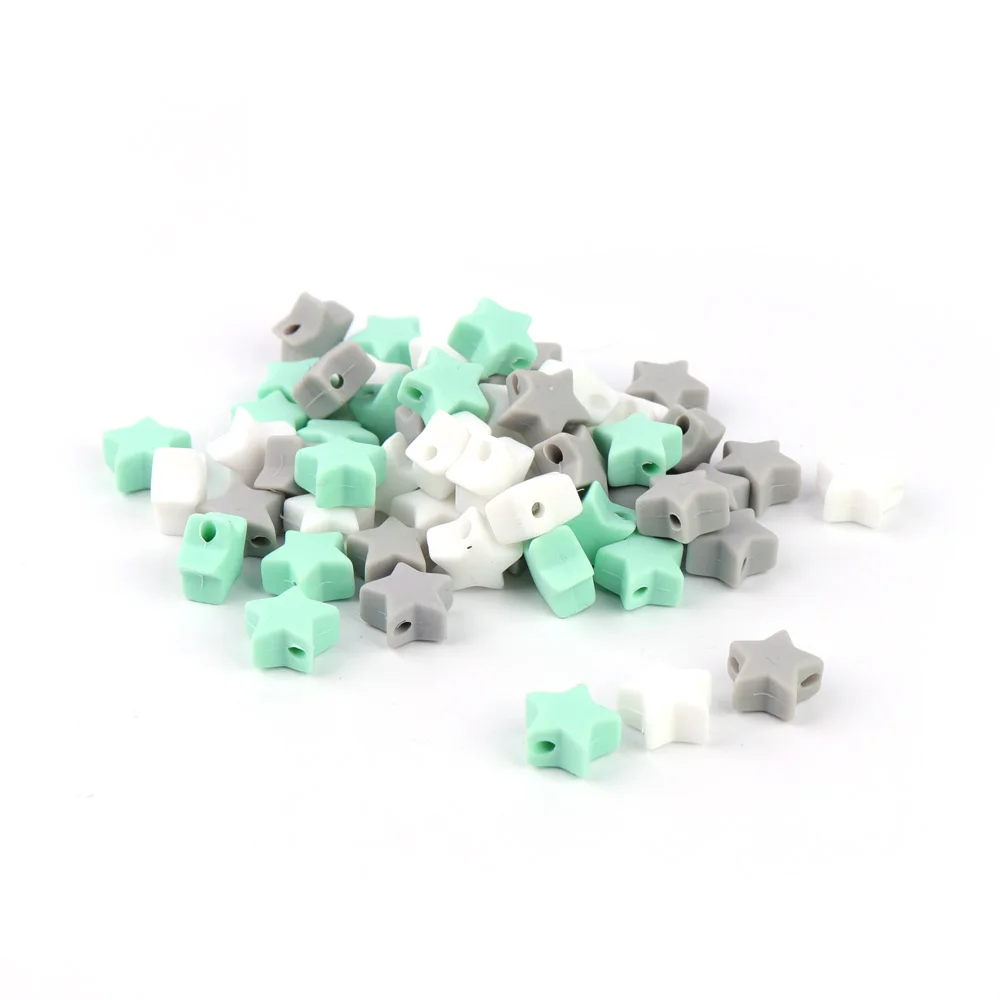 TYRY.HU-Cuentas de silicona en forma de estrella para beb&eacute;, juguetes de dentici&oacute;n masticables sin BPA, mordedores de grado alimenticio, collar de lactancia, 30 Uds.-3