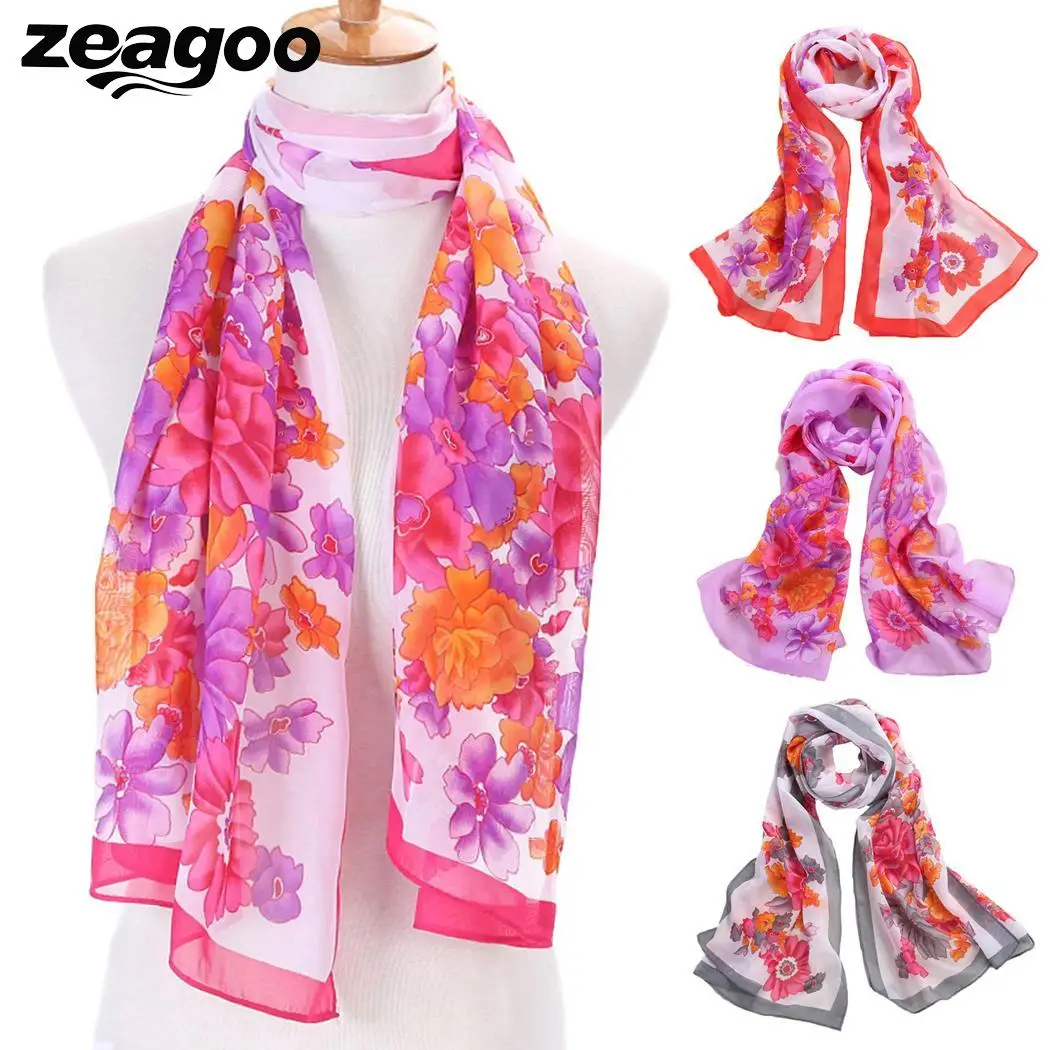 Zeagoo леди длинный модный шарф мягкий шифон флористическая накидка шаль шарфы для