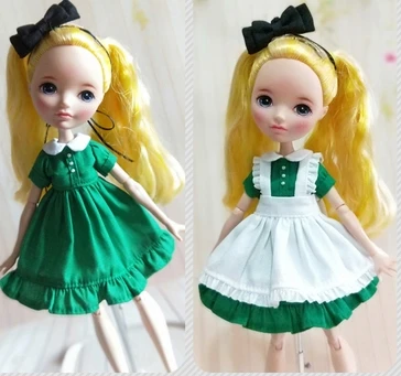 green 3 шт./компл. милый наряд горничной длинная, с коротким рукавом платье повязка на голову для blyth OB24, Azone 1/6 куклы аксессуары - Цвет: green
