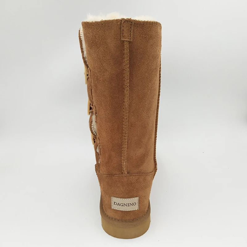 DAGNINO Original Brand Australia Classic Three Button Snow Boots Women's Genuine Cowhide Leather Winter Warm Shoes Botas Mujer