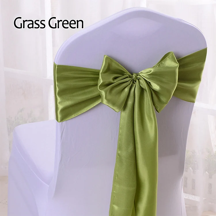 Grass Green YRYIE 25 шт./лот шелковая атласная лента бант стул пояса для банкета стул Свадебная вечеринка украшения повязка на стул - Цвет: Grass Green