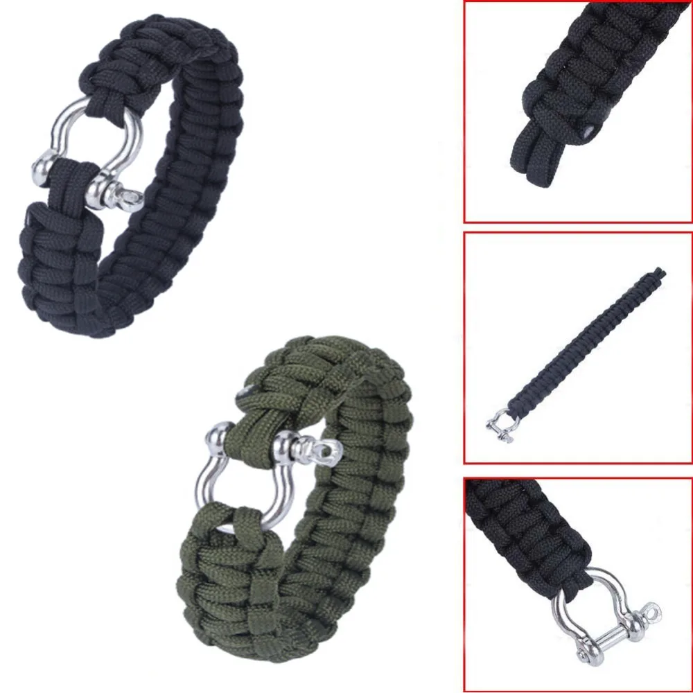 Парашютный шнур Открытый браслет для выживания скалолазание карабин плетеная