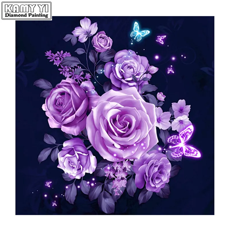 

Diamond Embroidery Flowers Diamond Painting Cross Stitch Kits Rose Full Square Resin Diamond Mosaic Home Decoration