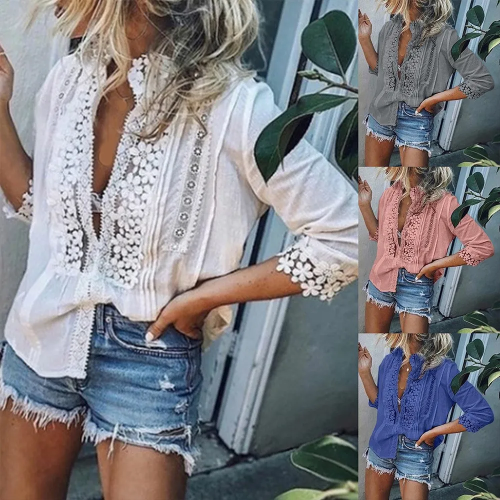 Женские винтажные блузки с воротником-стойкой и цветочным принтом вечерние