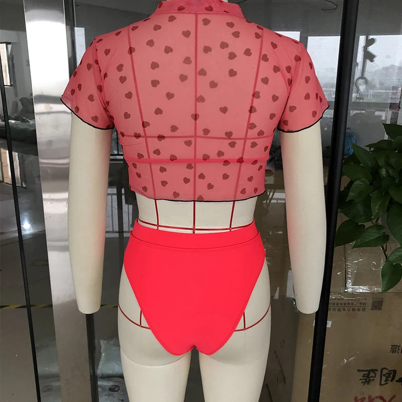 

High waist swimsuit female Crop top Sexy 3 pieces bikini 2021 push up swimwear women Bathing suit Summer red beach wear new