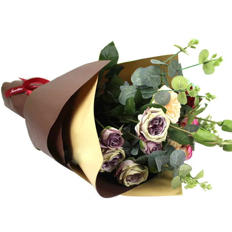 Двухцветная Цветочная крафт бумага цветочная упаковка для упаковки подарков