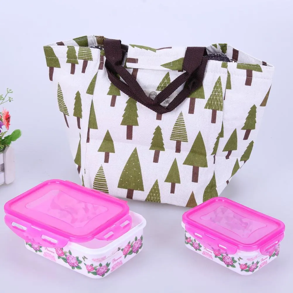 Портативный Удобный Ежик полярный медведь дерево холст Bento сохраняющая тепло для