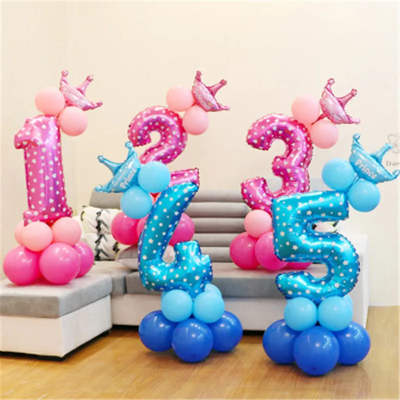 15PCS/Set Cartoon Number Balloons Happy Birthday Balloon Party Decoration Kids Boy Girl Baby Shower | Дом и сад