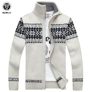 Мужские кардиганы RUELK, новая осенне-зимняя повседневная одежда с воротником мандарин для мужчин, свитер на молнии, теплый вязаный свитер