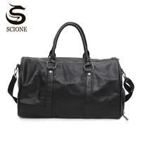 black pu leather bag for women fashion duffel luggage mens travel bag handbags malefemale multifunction shoulder crossbody bags
