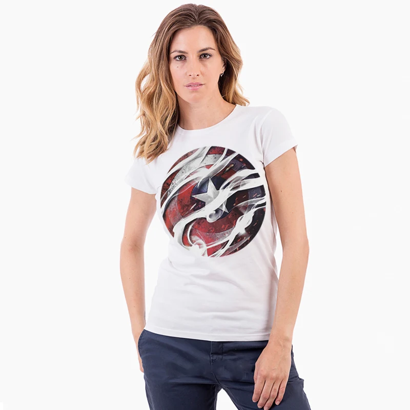 Showtly Marvel Мужская футболка со щитом в стиле Капитан Америка Civil War белая женская