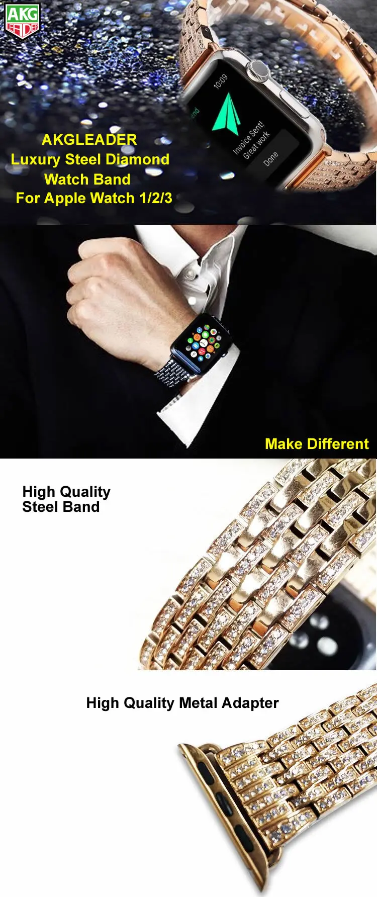 38-42 мм браслет для Apple Watch Series 4 1 2 3 кристалл горный хрусталь Алмазный ремешок Роскошные ремешки для часов iwatch из нержавеющей стали