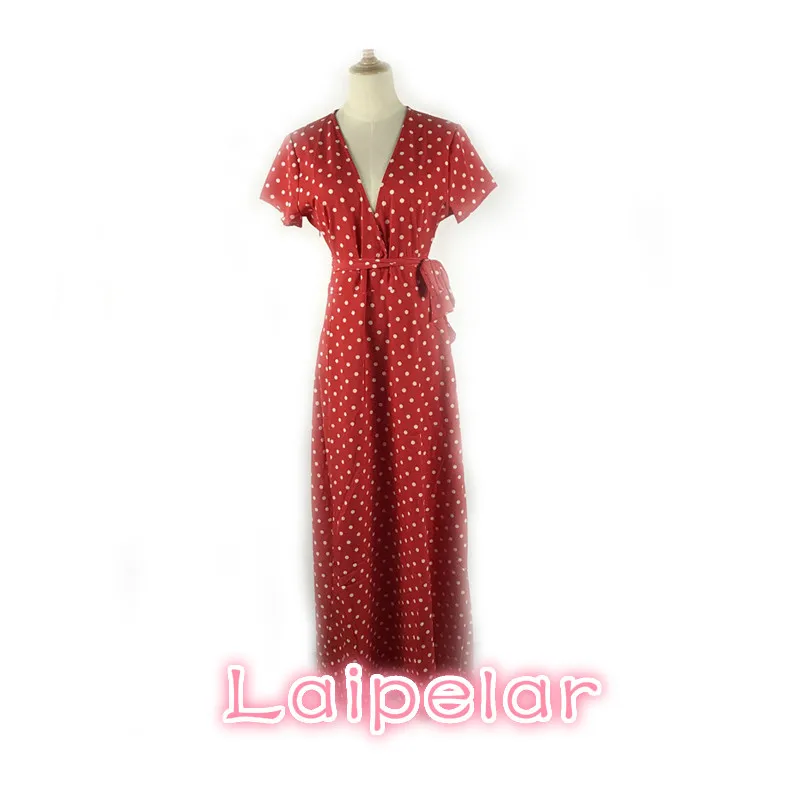 Летнее сексуальное нижнее белье с глубоким v образным вырезом в горошек красного