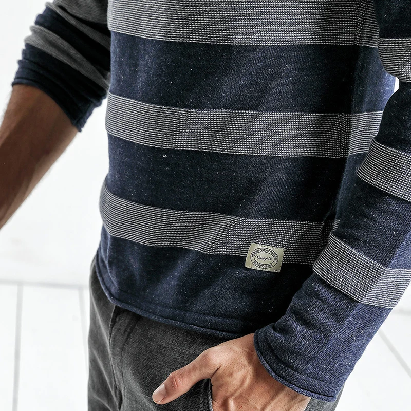 SIMWOOD свитер Для мужчин 2019 Весна Новые Slim Fit полосатые трикотажные свитера мужской