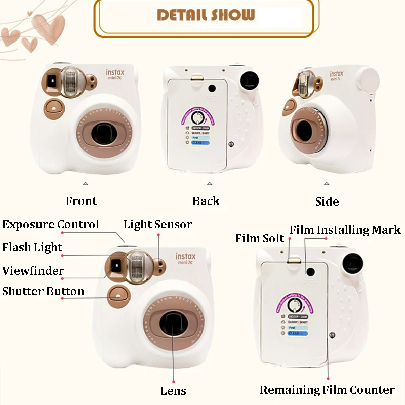 Fujifilm Instax Mini7c камера пленка Авто фокус с ремешком на запястье для путешествий День рождения Рождество год Фестиваль дети девочка подарок