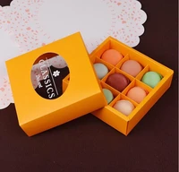 size14144 5cm kraft paper chocolate macaroon box hold 9 pcs cracker box packaging 200piecelot