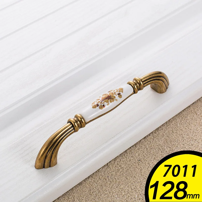 7011-128 AE AOBITE европейские керамические ручки для шкафов, ручки для шкафа, выдвижные ручки для шкафа, минималистичные маленькие одиночные отверстия, фурнитура 733 - Цвет: 7011-128 AE