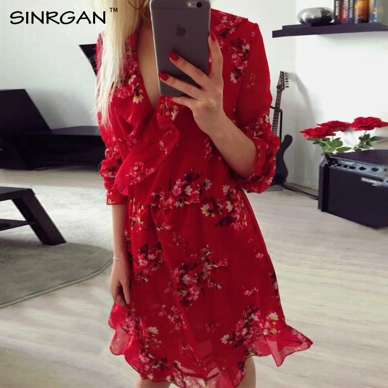 Женское шифоновое черное платье SINRGAN винтажное короткое с оборками и бантом