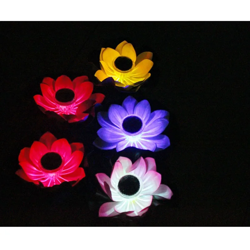 Горячая плавающая Лотос Солнечная энергия Ночник LED Энергосберегающая Цветочная