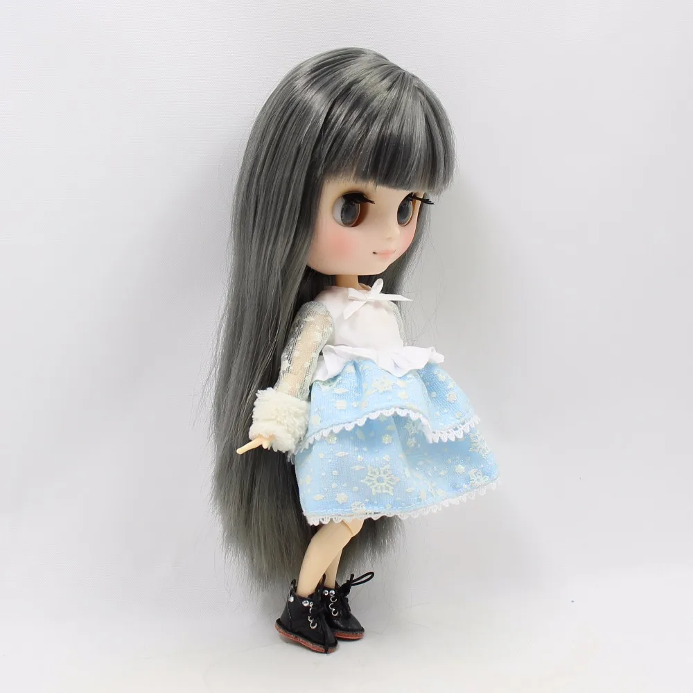 DBS blyth middie кукла 20 см серые волосы прямые сустав тело матовое лицо 1/8 bjd аниме