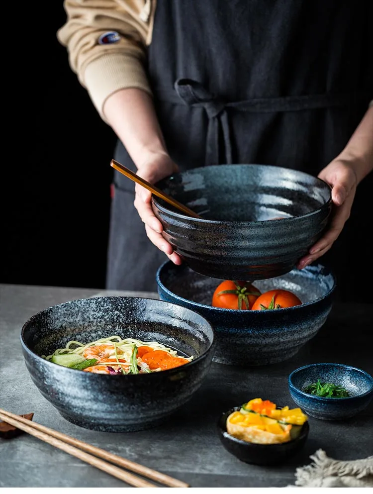 1500 мл, Японская чаша Ramen, Большая керамическая фарфоровая миска для лапши, домашняя креативная миска для супа, винтажная кухонная посуда, контейнер для еды