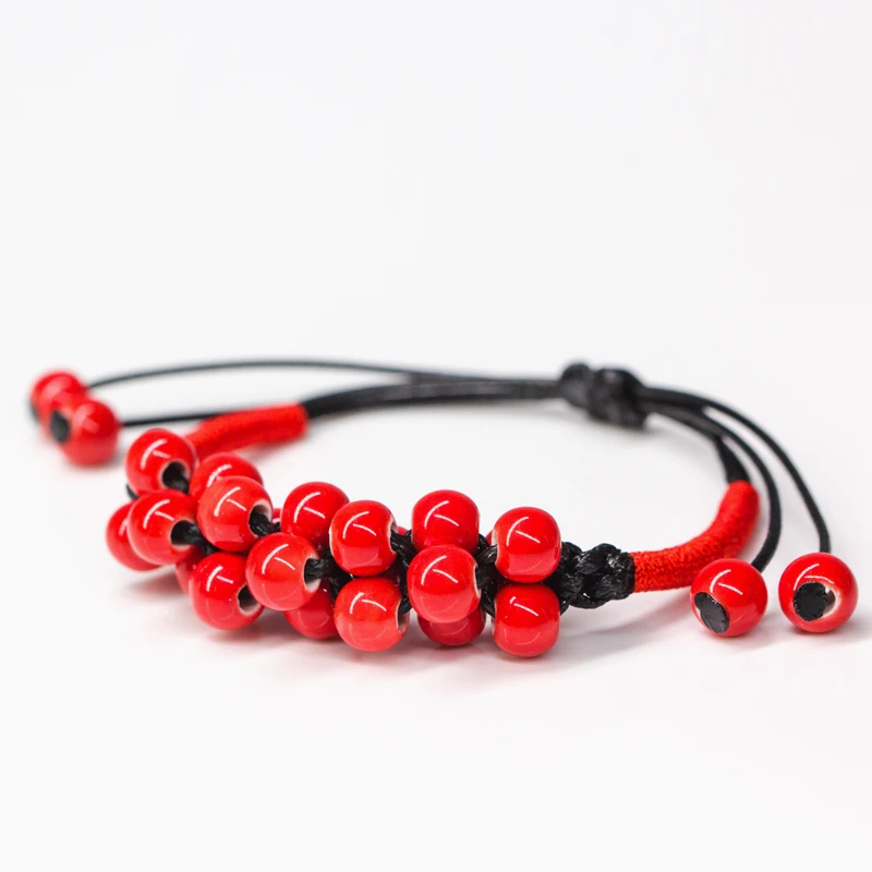 Xiangsi браслет из красных бобов керамический ручной работы этнические