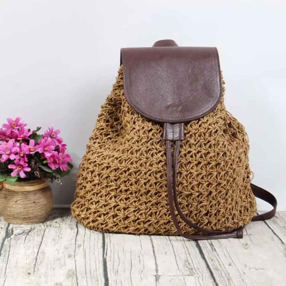 Кожаный чехол рюкзак соломенные сумки пляжная тканая сумка Праздничная школьная