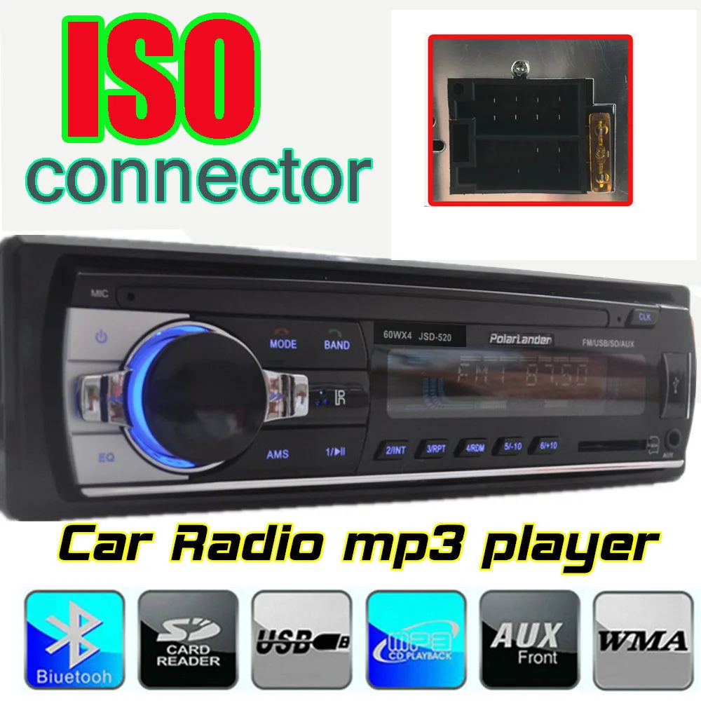 Автомобильный стерео радио JSD 520 MP3/WMA/WAV плеер Bluetooth горячая Распродажа напольная цена FM/SD/USB/AUX несколько эквалайзеров 1 DIN 12V