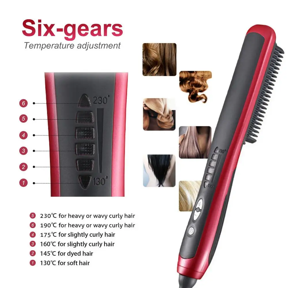 Professional Beard Hair Straightener Hairdressing Comb Straightening Brush Multifunctional Curler Man Electric Tool | Красота и