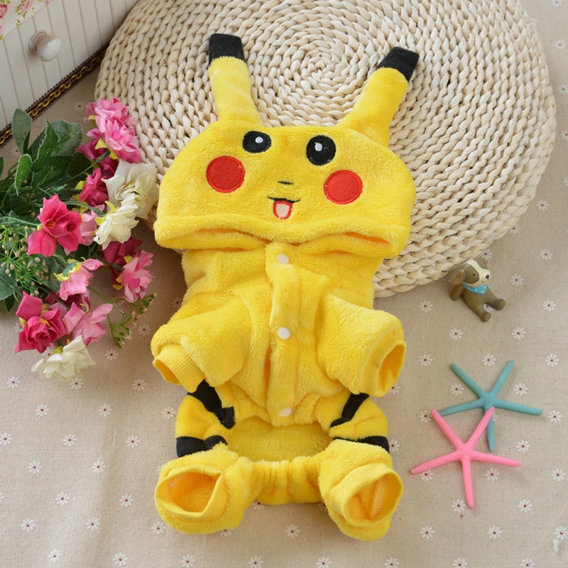Pet Jumpsuit For Dogs Small Dog Clothes Cute Cartoon Autumn And Winter Overalls Soft Hooded Pajamas costumes | Дом и сад