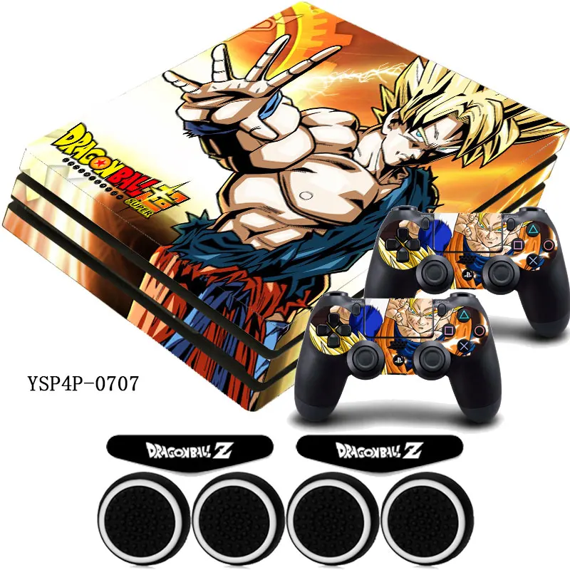 Dragon Ball матовый винил Нескользящие Стикеры этикета и 2 контроллера + 2x LED Наклейки 4x