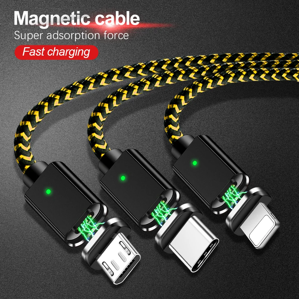 Магнитный кабель 3A 1 м Micro usb type C кабель для iPhone Быстрая зарядка usb type-C Телефон магнитное зарядное устройство для samsung Xiaomi huawei