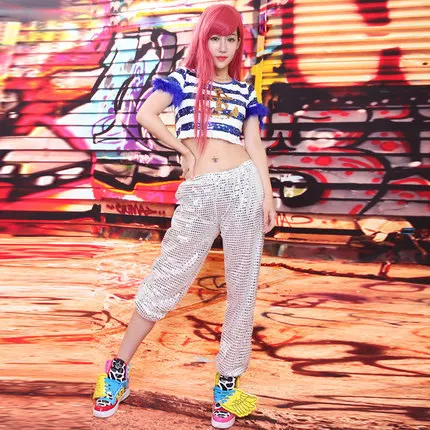 2015 Бесплатная Доставка Лето Стиль Женщины Хип-Хоп DS Костюм Танец Одежды Для