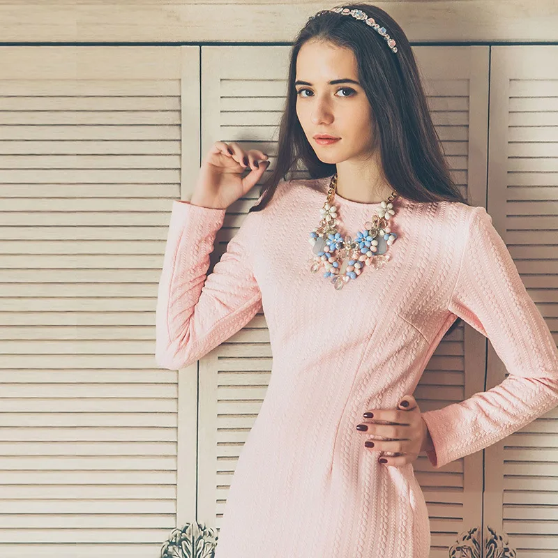 Gokic осень Kawaii розовый Женское платье Новинка 2017 года Зима жаккард Винтажные