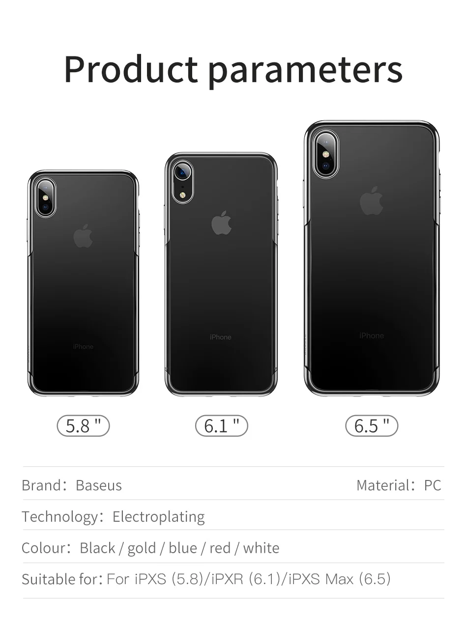 Прозрачный чехол Baseus для iPhone Xs Max Xr Xsmax, роскошный жесткий защитный чехол из поликарбоната, задняя крышка Fundas