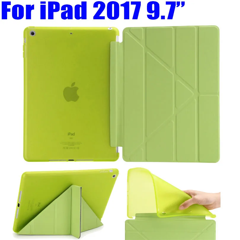 Для iPad 2017 9.7 дюймов ультратонкий кожаный чехол Smart Cover + ТПУ прозрачный для нового